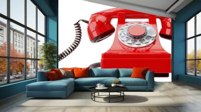 old red dial-up phone isolated on a transparent background Wall mural