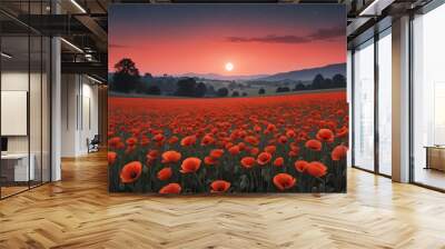 poppy field by night Wall mural