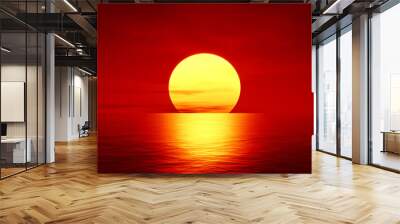 red sunset over the ocean Wall mural