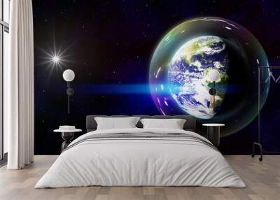 safe planet earth bubble in space Wall mural