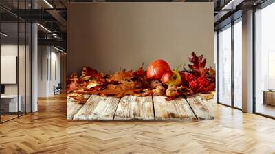 Autumnal table with free space for an advertising product   Wall mural