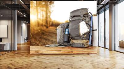 backpack and autumn trip time  Wall mural