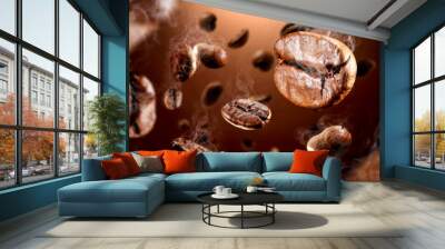 Brown coffee grains and free space for your decoration.  Wall mural