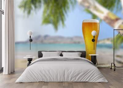 Cold beer on beach and free space for your decoration  Wall mural