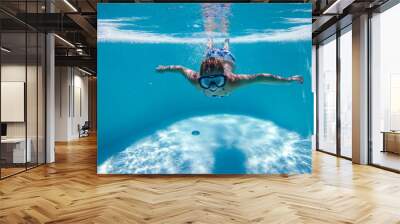 Photo underwater in the swimming pool on a beautiful summer holiday day  Wall mural