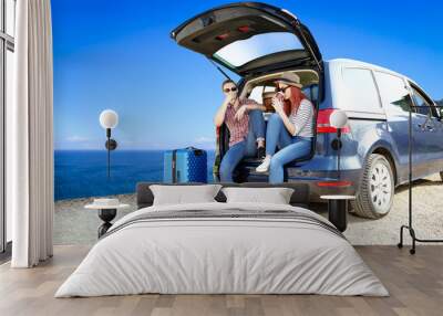 Summer car and beach landscape  Wall mural