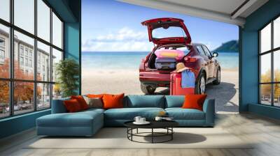 Summer car and few suitcase  Wall mural