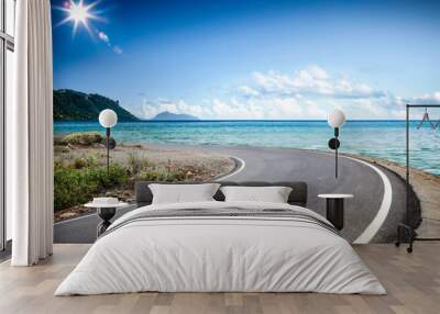 Summer road background of free space for your decoration and ocean landscape.  Wall mural