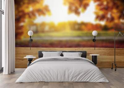 Table background and autumn time  Wall mural