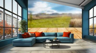 Table background of free space and spring landscape  Wall mural