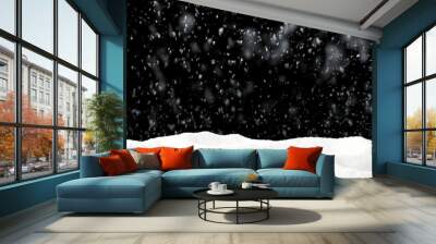 Winter snow flakes with free space for your product. Black background to mount your picture through the screen Wall mural