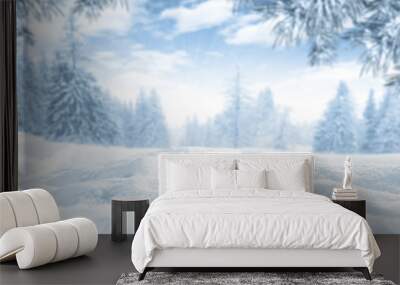 winter time and snow space  Wall mural