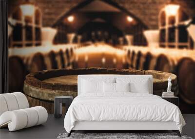 Wooden retro old barrel and free space for your decoration  Wall mural