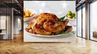 Christmas dinner with roast turkey Wall mural