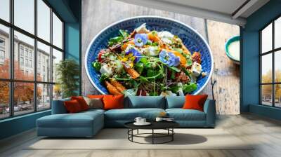 Quinoa salad with roast carrots and vegan cheese Wall mural