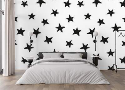 Black stars seamless pattern Wall mural