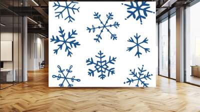 collection of drawn snowflakes - vector Wall mural