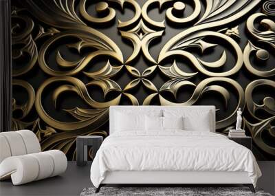 black and gold decorative background ai generated Wall mural