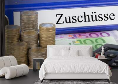 Zuschüsse / Ordner mit Geld Wall mural