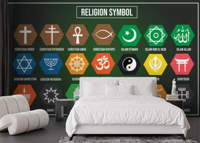 Vector illustration of Religion symbol in the world Wall mural