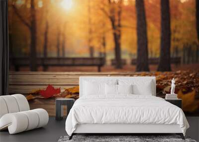 autumn leaves in the park background Wall mural