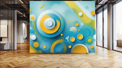 blue and yellow abstract digital art background Wall mural