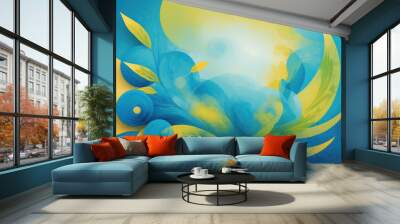 blue and yellow abstract digital art background Wall mural