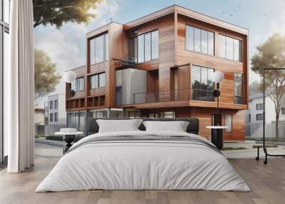 modern house concept in the city Wall mural