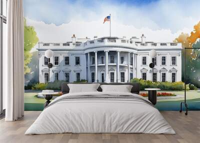 the white house in autumn Wall mural