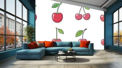 cherry, multiple illustrations, outlines Wall mural