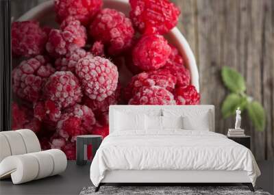 Frozen raspberries. Wall mural