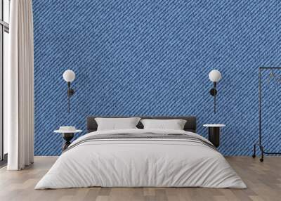 Blue denim texture. Vector seamless pattern Wall mural