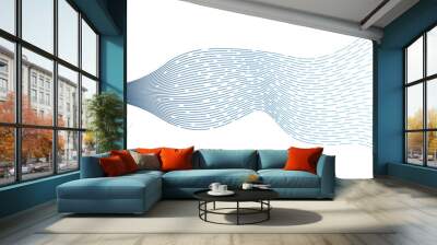 Blue halftone wave on white background Wall mural