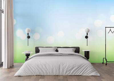 Green vector landscape with bokeh. Sky and grass Wall mural