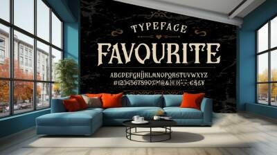 Font Favourite. Vintage typeface design. Old label Wall mural