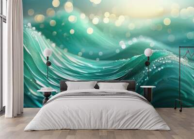 Abstract Ocean Waves with Sparkling Lights Wall mural