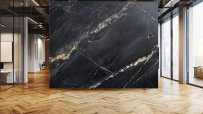 Black Marble Texture with Golden Veins Wall mural