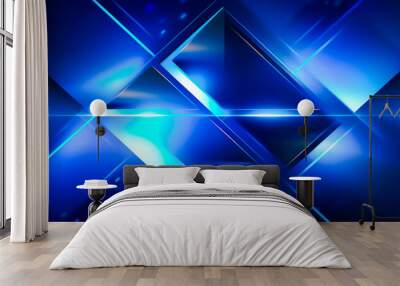 Blue modern abstract background elegant neon light Generative Ai Wall mural