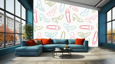 Seamless stylish shoes pattern Wall mural