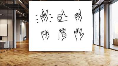 Set of hand drawn hand gestures Wall mural