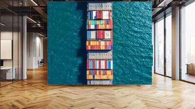 container ship in import export and business logistic.by crane ,trade port , shipping.cargo to harbo Wall mural