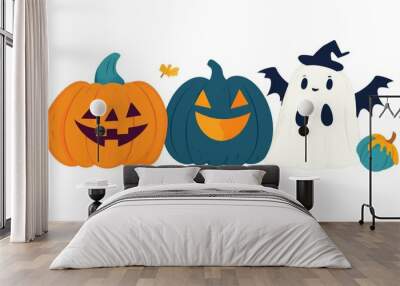 Halloween, head load cartoon style, bright colors, isolated on white background Wall mural