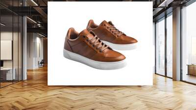 Brown Modern sneakers, trainers for gym, jogging, sports. Image on transparent background, png file, isolated, white background with generative ai Wall mural