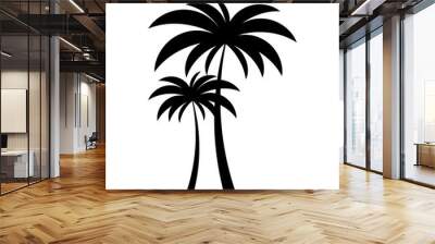 Black vector two palm tree silhouette icon Wall mural