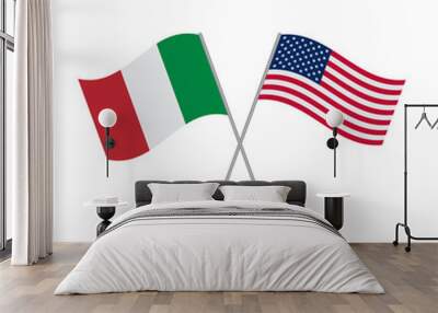 Italian and American flags vector isolated on white background Wall mural