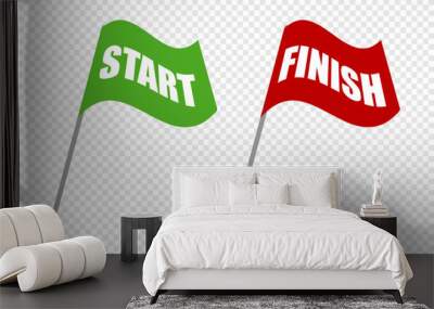 Start and finish flags, vector illustration Wall mural