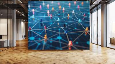 A group of people are connected to each other in a network Wall mural