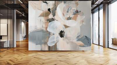 A painting of a flower with a gray background Wall mural