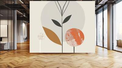 An abstract painting of the representation of nature with neutral colors Wall mural