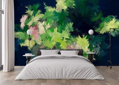 Abstract background with geometric design. Digital futuristic element. Technology. Macro flower cactus. Floral wallpaper. Colorful green blue pink red. Dark background. Color palette. Wall mural